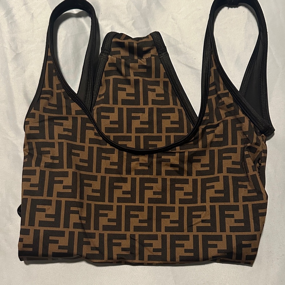 Fendi Brown and Black Monogram One Piece